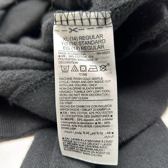 Old Navy Girl's Black Full Zip Sweatshirt Floral Embroidery size 14 - Picture 10 of 11